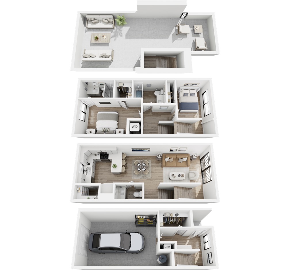 Floor plan for 2 beds, 2.5 baths, 1352 sqft
